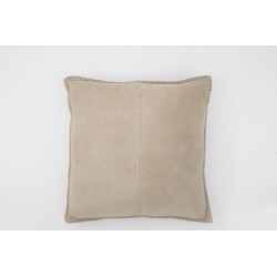 Coussin carré en cuir gris 45x45x8 cm