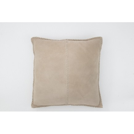 Coussin carré en cuir gris 45x45x8 cm