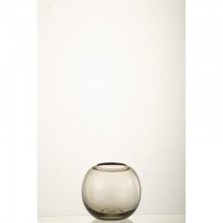 Jarrón de vidrio gris en forma de bola de 15x15x13.5 cm