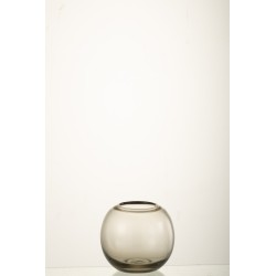 Vase boule en verre gris 15x15x13.5 cm