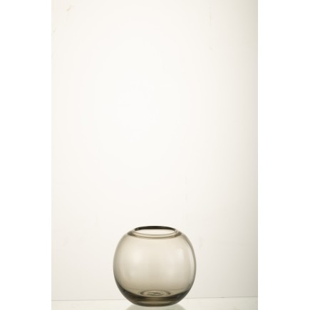 Vase boule en verre gris 15x15x13.5 cm