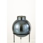 Vase boule sur pied en verre bleu 20x20x27 cm
