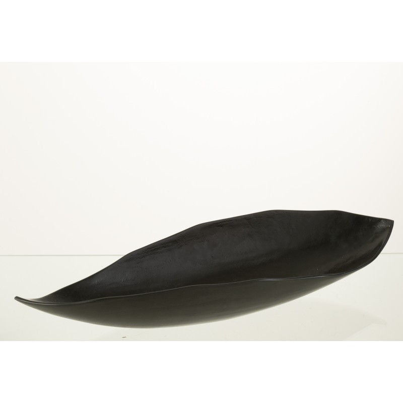 Plateau feuille en métal noir 67x20x11 cm