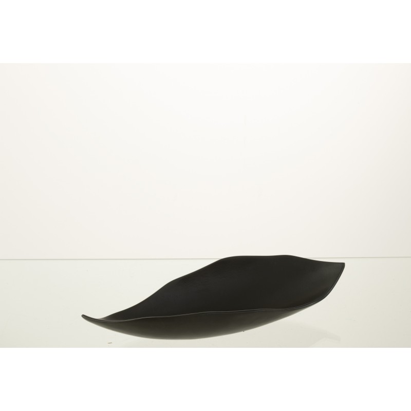 Plateau feuille en métal noir 34x12x6 cm