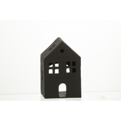 Bougeoir maison en Aluminium Noir 12x7x19cm