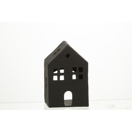 Bougeoir maison en Aluminium Noir 12x7x19cm