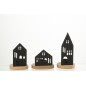 Set de 3 bougeoirs de Noël en Aluminium Noir 9,5x9,5x19,5cm