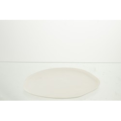 Plato redondo de aluminio blanco de 29.5x26x1 cm