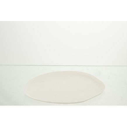 Plato redondo de aluminio blanco de 29.5x26x1 cm