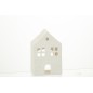 Bougeoir maison en aluminium blanc 12x7x19 cm