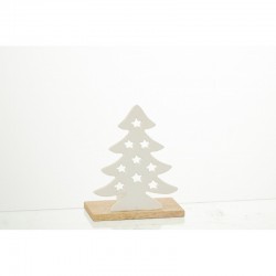 Bougeoir sapin de Noël en Aluminium Blanc 15x9x18cm