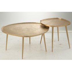 Juego de 2 mesas de aluminio dorado 72.5x63x38 cm