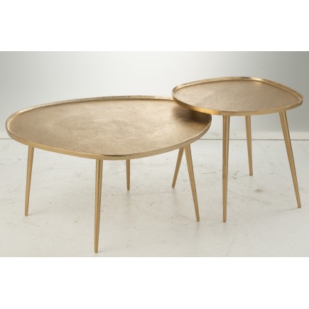 Juego de 2 mesas de aluminio dorado 72.5x63x38 cm