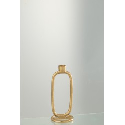 Bougeoir ovale en aluminium or 10x10x24 cm