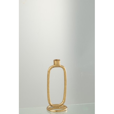 Bougeoir ovale en aluminium or 10x10x24 cm