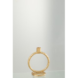 Bougeoir anneau en aluminium or 15.5x10x19 cm