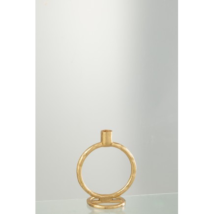 Bougeoir anneau en aluminium or 15.5x10x19 cm