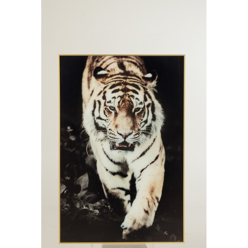 Décoration murale tigre en toile noir 80x120x2.5 cm