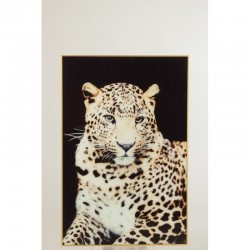 Décoration murale léopard en toile noir 80x120x2.5 cm