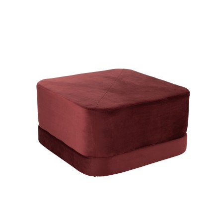 Pouf carré en velours rouge