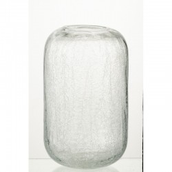 Portavelas agrietado de vidrio transparente 16.5x16.5x28 cm