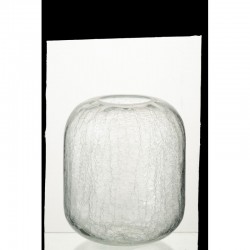Portavelas agrietado de vidrio transparente 17x17x20 cm