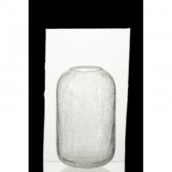 Photophore craquelé en verre transparent 12x12x20 cm