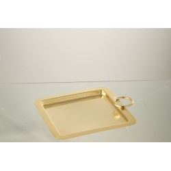 Plato de metal dorado de 23x23x1.3 cm