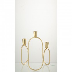 Trio de candelabros de metal dorado de 26x21x30 cm
