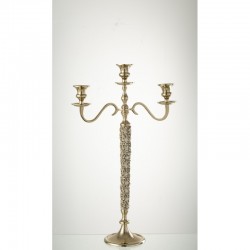 Lámpara de araña con 3 velas de metal dorado de 15x39x65 cm