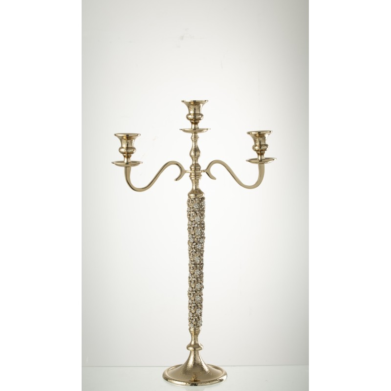 Chandelier 3 bougies en métal or 15x39x65 cm Chandelier 3 bougies en métal or 15x39x65 cm