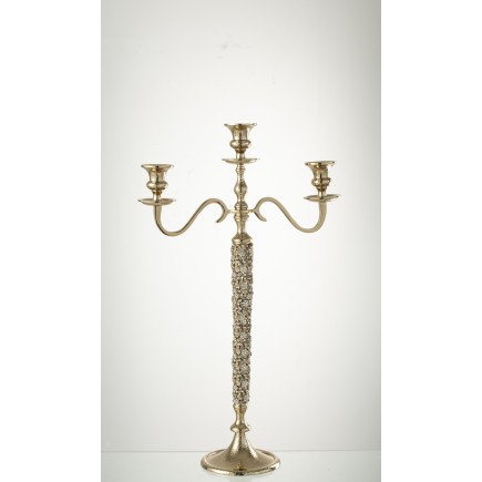 Chandelier 3 bougies en métal or 15x39x65 cm