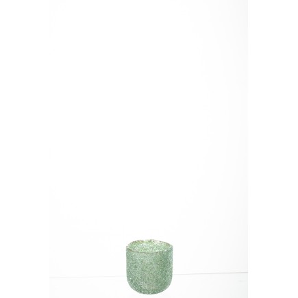 Photophore en verre vert 8x8x9 cm