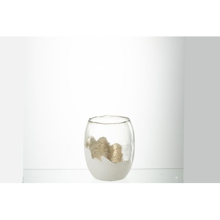 Photophore en verre blanc 13x13x15 cm