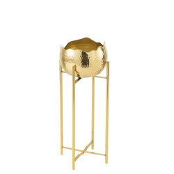 Cache-pot sur pied en métal or 21x21x45 cm