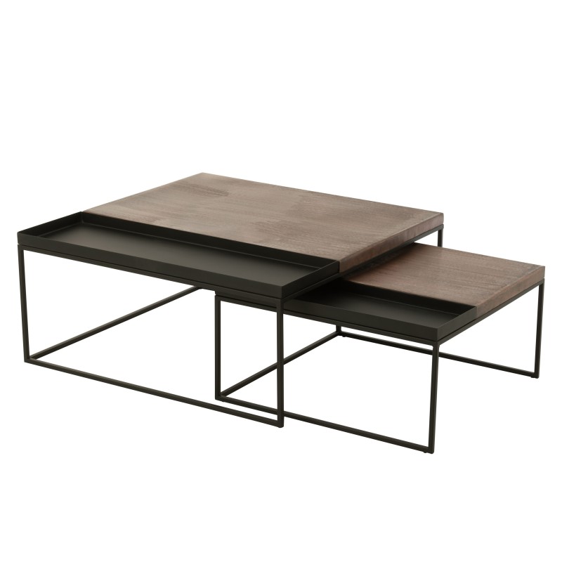 Set 2 tables de salons en métal Mix 80x80x35cm