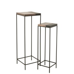 S/2 TABLE GIG HAUT MET BR/NOIR