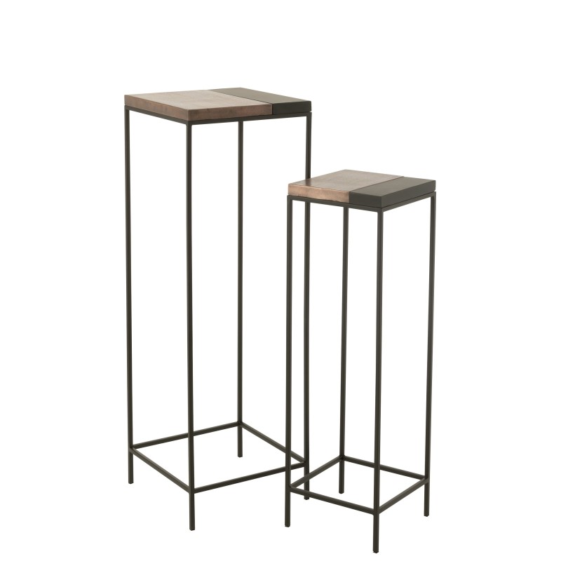 S/2 TABLE GIG HAUT MET BR/NOIR