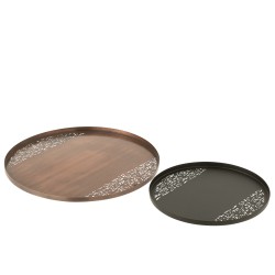 Set de 2 plateaux ronds en métal Mix 40x40x1cm