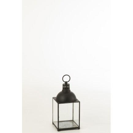 Farol rectangular de metal negro 24x24x57 cm