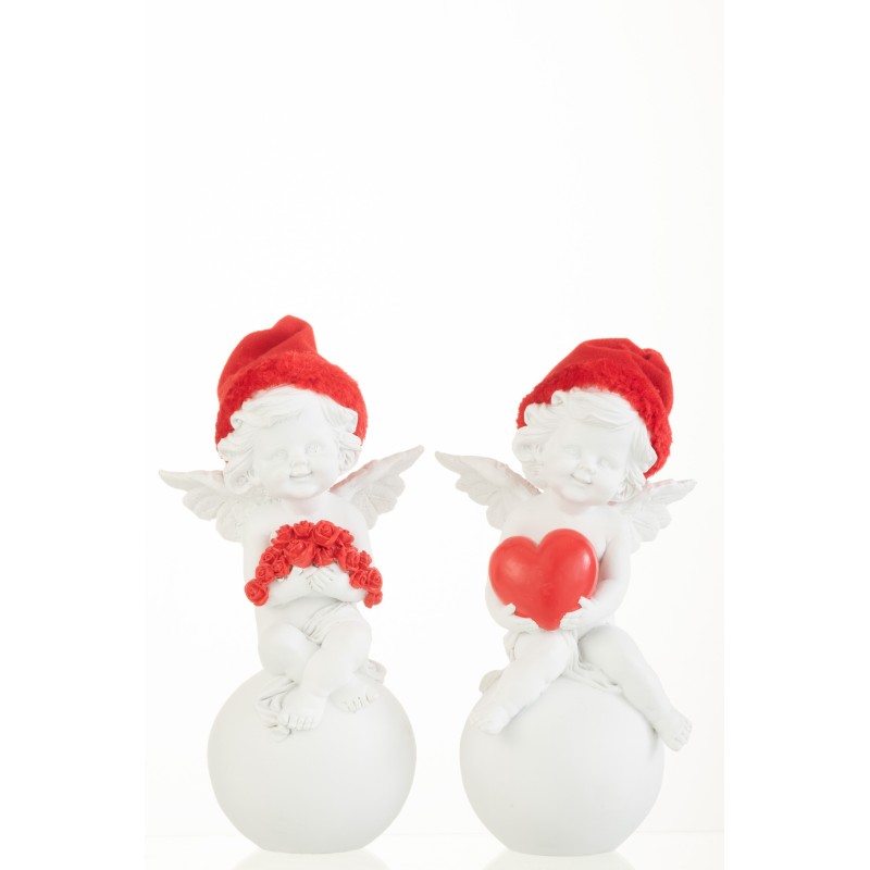Set de 2 anges de Noël sur balle en résine multicouleur 10.5x9x21.5 cm