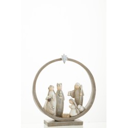 Crèche dans cercle en résine multicouleur 19x6.5x21 cm