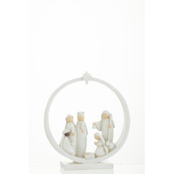 Crèche dans cercle en résine multicouleur 19x6.5x21 cm