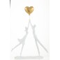 Couple avec coeur doré en résine blanche 27x6.5x37 cm Couple avec coeur doré en résine blanche 27x6.5x37 cm