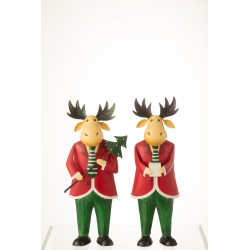 Set de 2 élans de Noël en métal multicouleur 15x7x36 cm