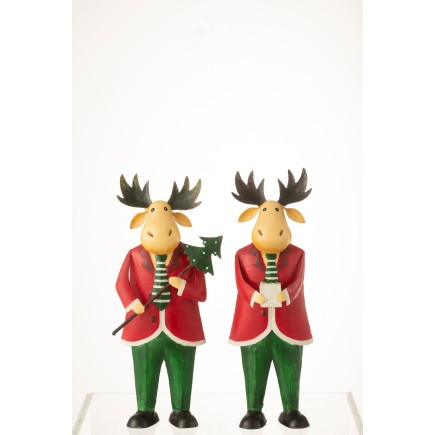 Set de 2 élans de Noël en métal multicouleur 15x7x36 cm