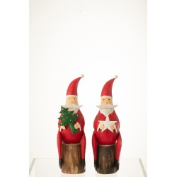 Set de 2 Pères Noël en métal multicouleur 13x10x32 cm