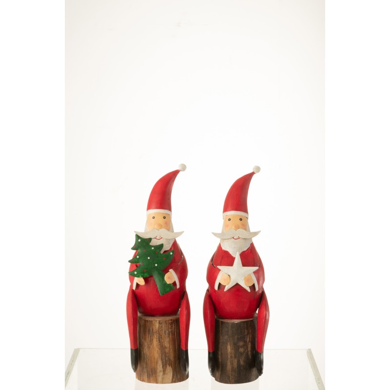 Set de 2 Pères Noël en métal multicouleur 13x10x32 cm