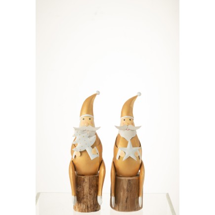 Set de 2 Pères Noël en métal multicouleur 13x10x32 cm