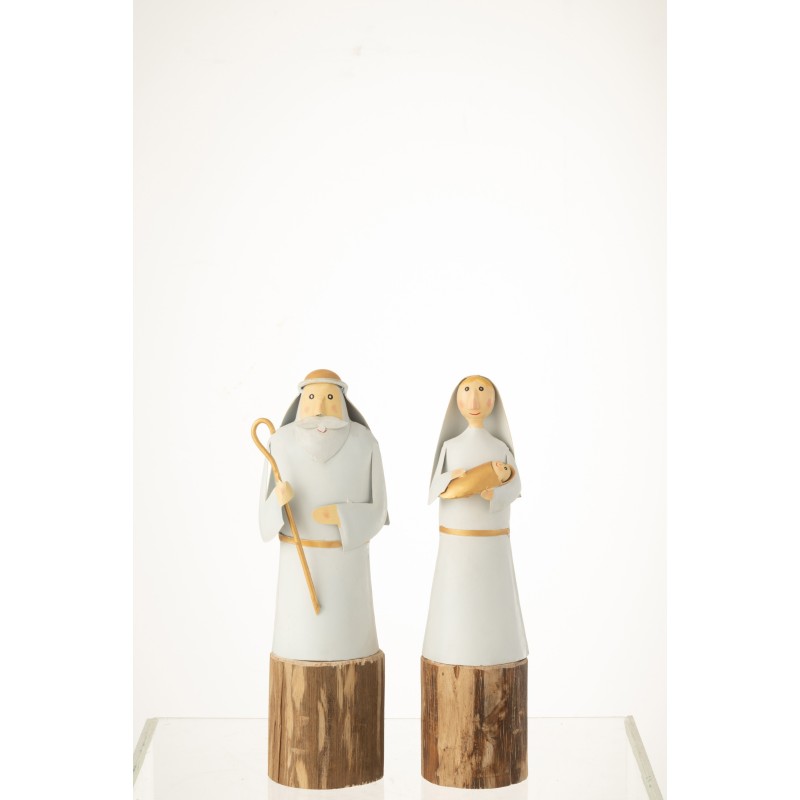 Set de 2 Santons Marie et Joseph en métal blanc 10x9x31 cm Set de 2 Santons Marie et Joseph en métal blanc 10x9x31 cm